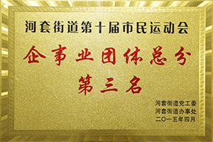 河套街道第十屆市民運動會企事業(yè)組團體總分第三名